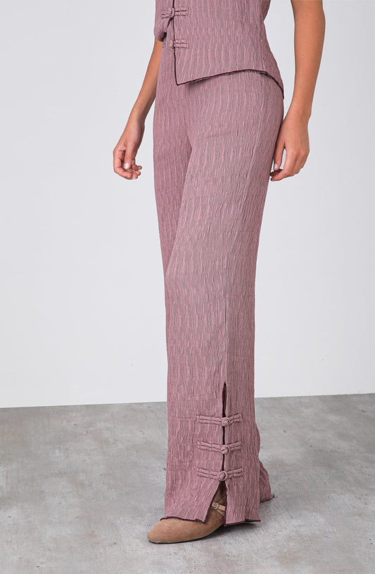 Pantalón Abertura Botón Lateral Rose