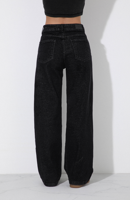 Pantalón Wide Leg Diagonal Tachas Black