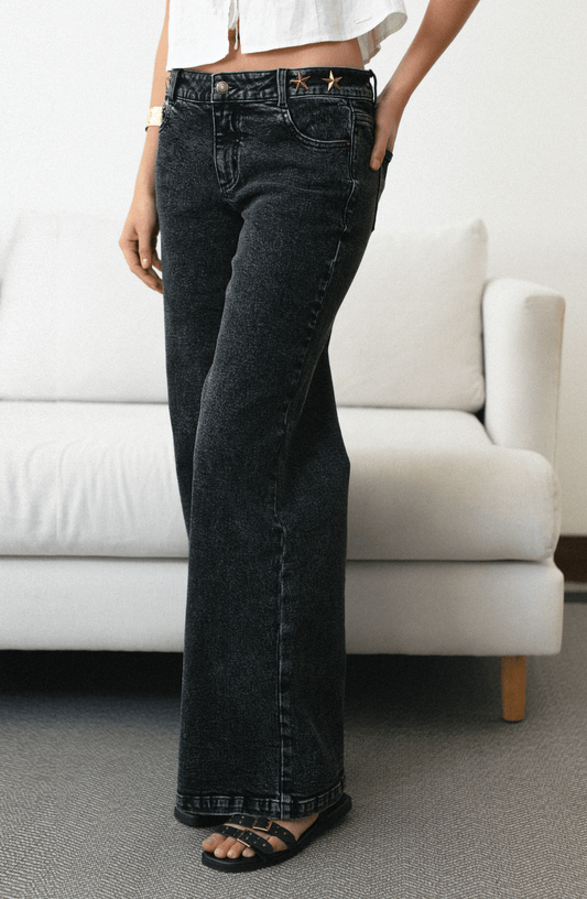 Pantalón Estrellas Cinturón Black