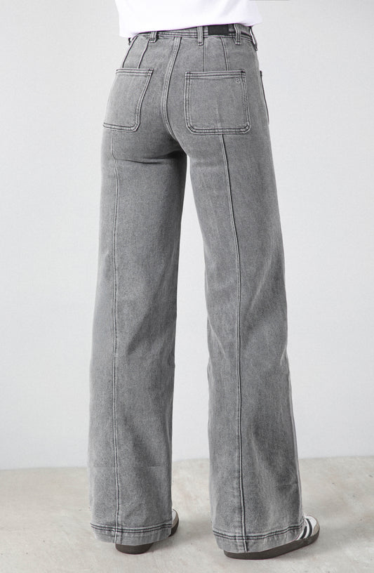 Pants Wide Leg Pocket Gray R
