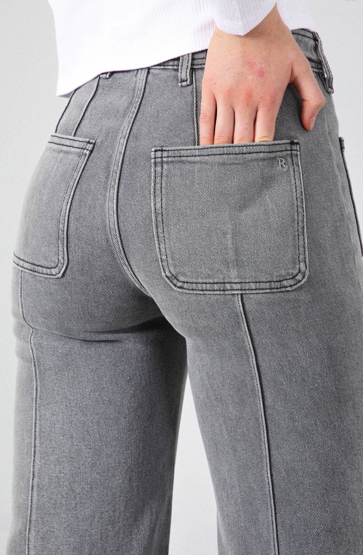 Pants Wide Leg Pocket Gray R