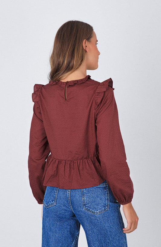 Blusa Vuelos Frontales Burgundy