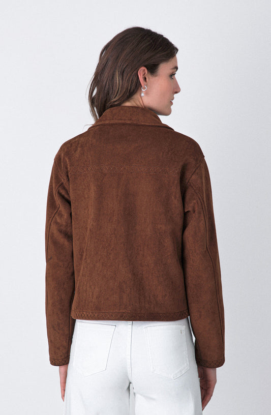 Chaqueta Detalle Bordado Brown