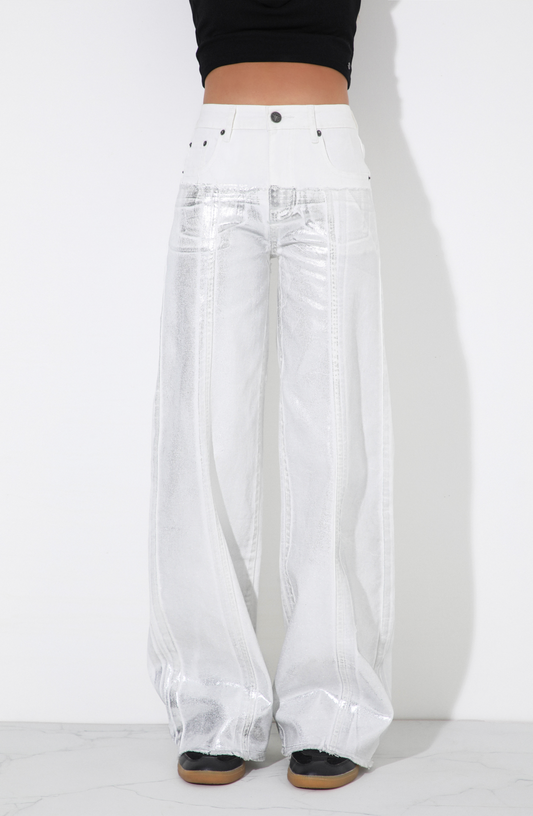 Pants Wide Leg Foil White