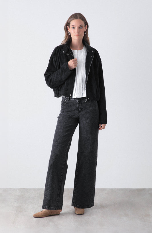 Chaqueta Bomber Suede Black