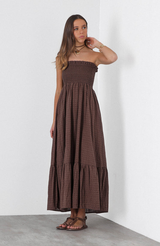 Vestido Largo Estampado Brown