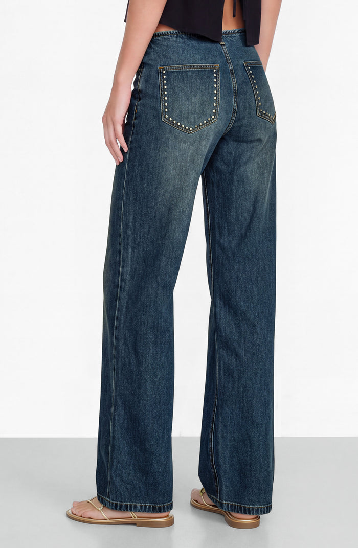 Pantalón Sin Pretina Tachas Blue