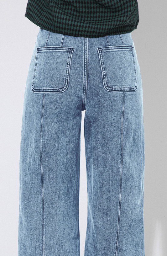 Pants Wide Leg Pocket Blue