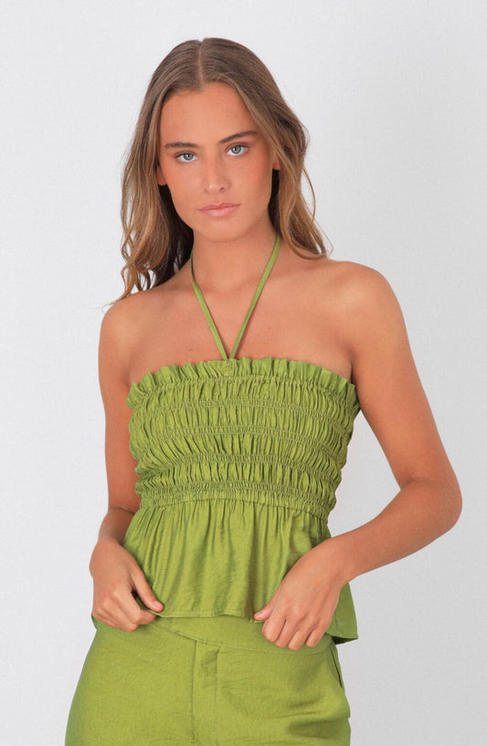 Top Strapless Lino Pistacho