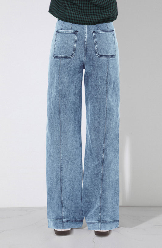 Pants Wide Leg Pocket Blue