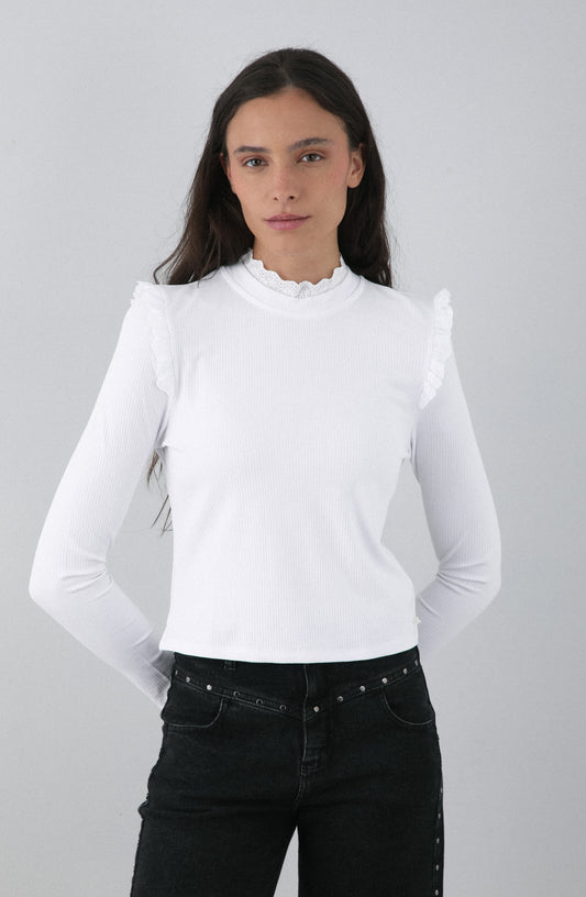 Polera Manga Larga Vuelos White