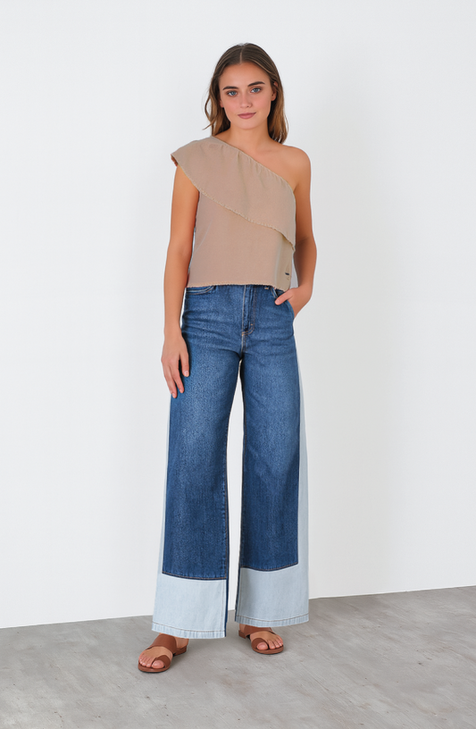 Pantalón Bicolor Franja White