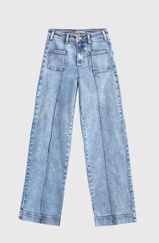 Pants Wide Leg Pocket Blue