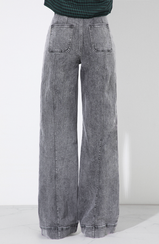 Pants Wide Leg Pocket Gray