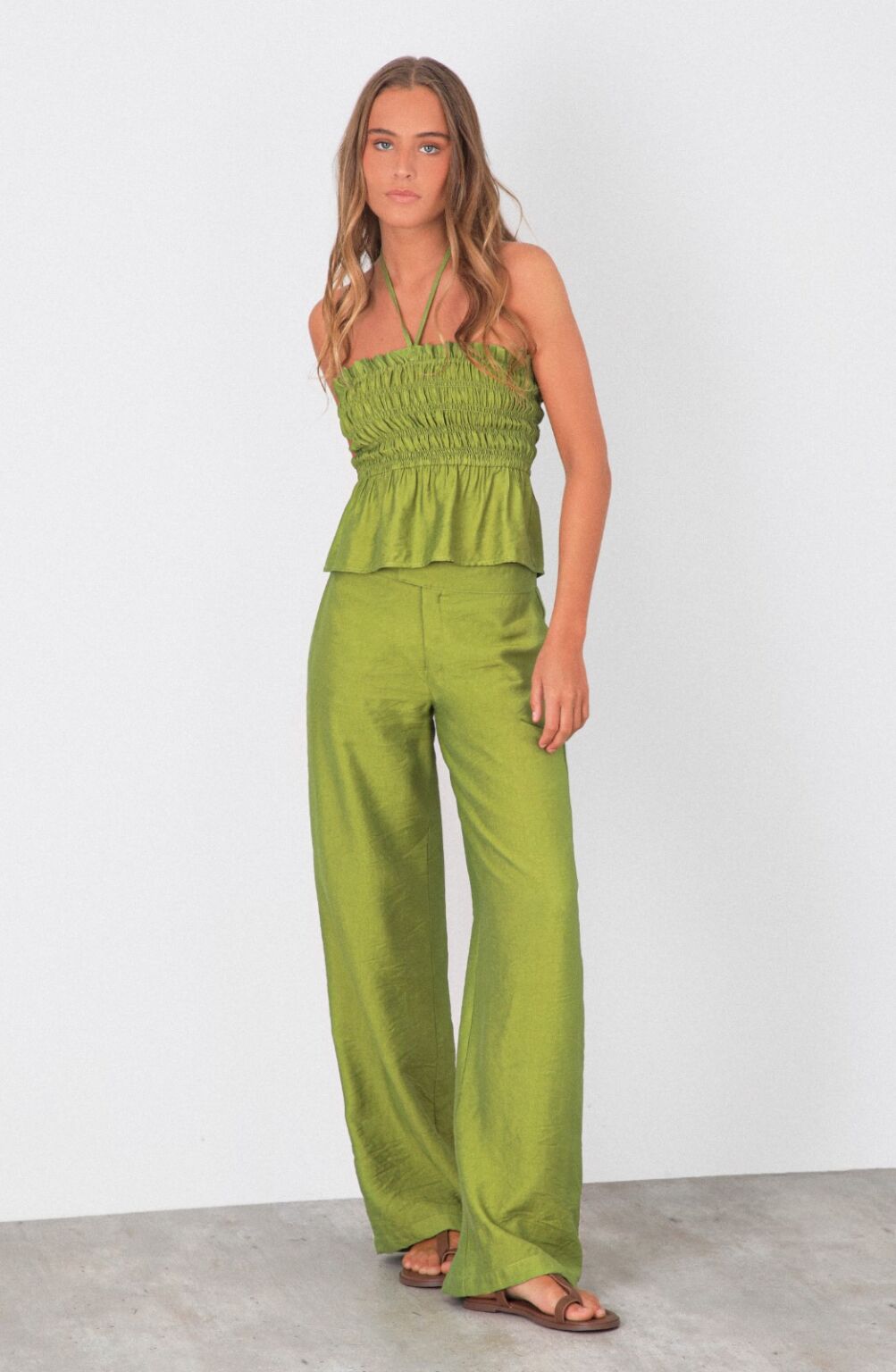 Top Strapless Lino Pistacho