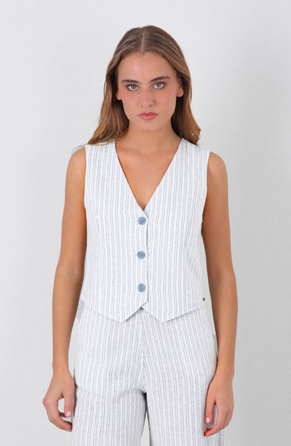 Vest Lino Rayas