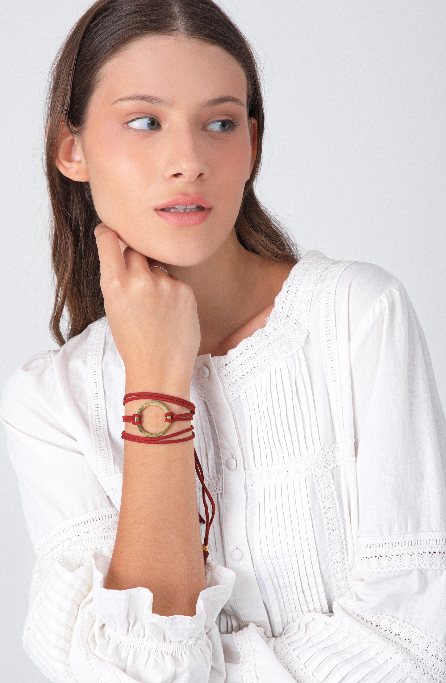 Pulsera Suede Gold Burgundy