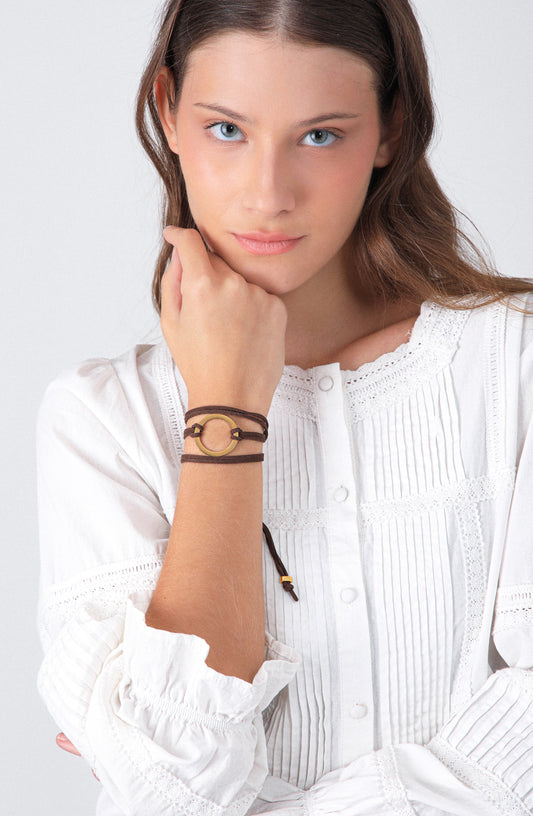 Pulsera Suede Gold Brown