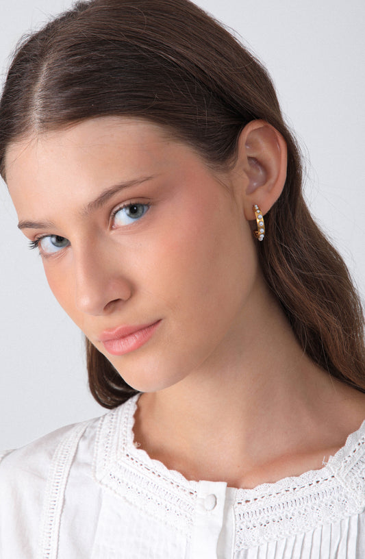 Argollas Perlas Mini Gold