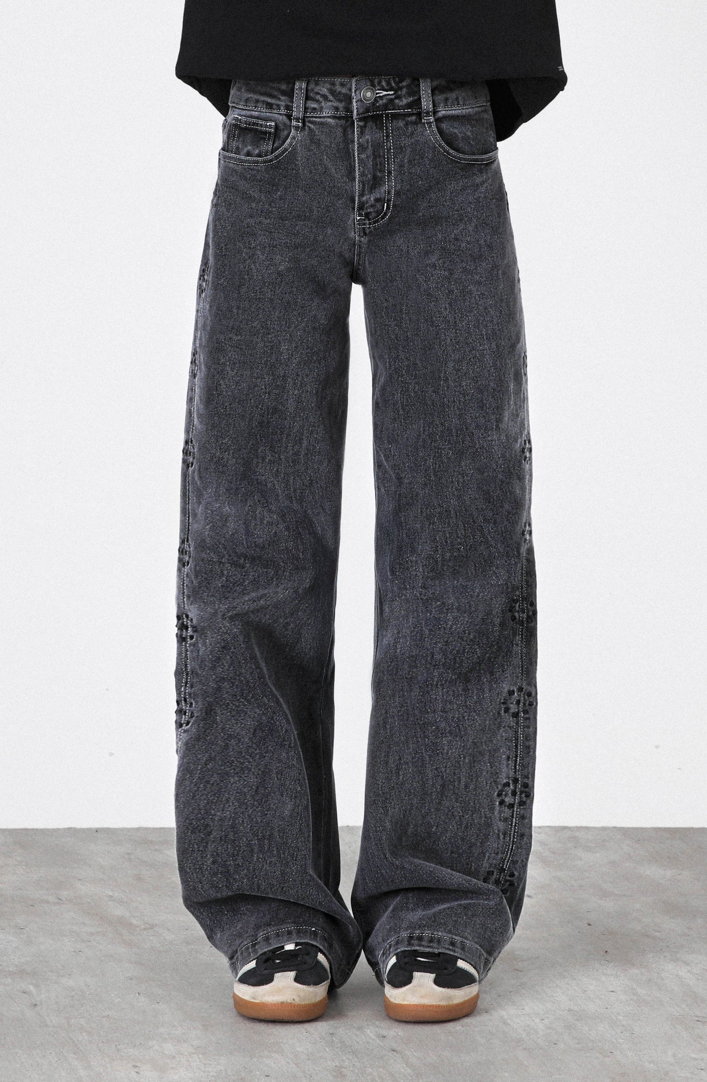 Pantalón Flor Bordada Grey