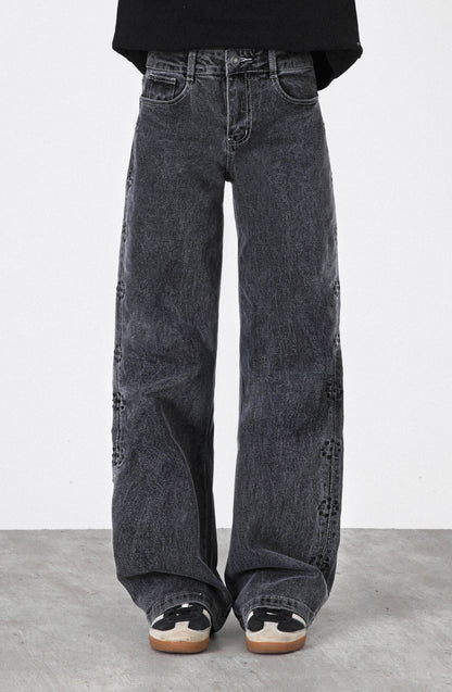 Pantalón Flor Bordada Grey