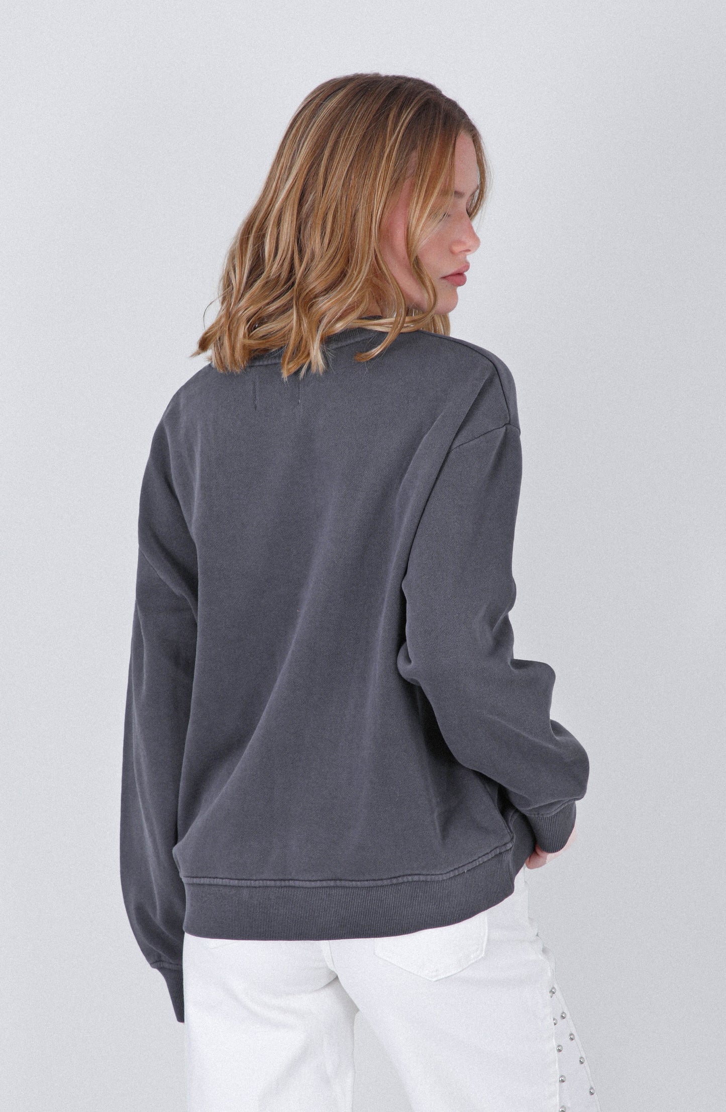 Polerón Crew Neck Logo Parche Grey