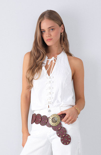 Cinturón Círculos Burgundy