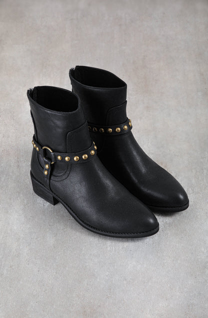 Botín Hebilla Tachas Black