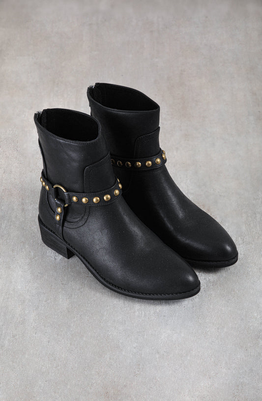 Botín Hebilla Tachas Black