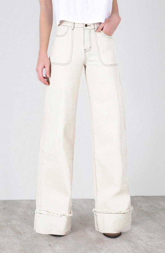 Pantalón Wide Leg Sun Ecru