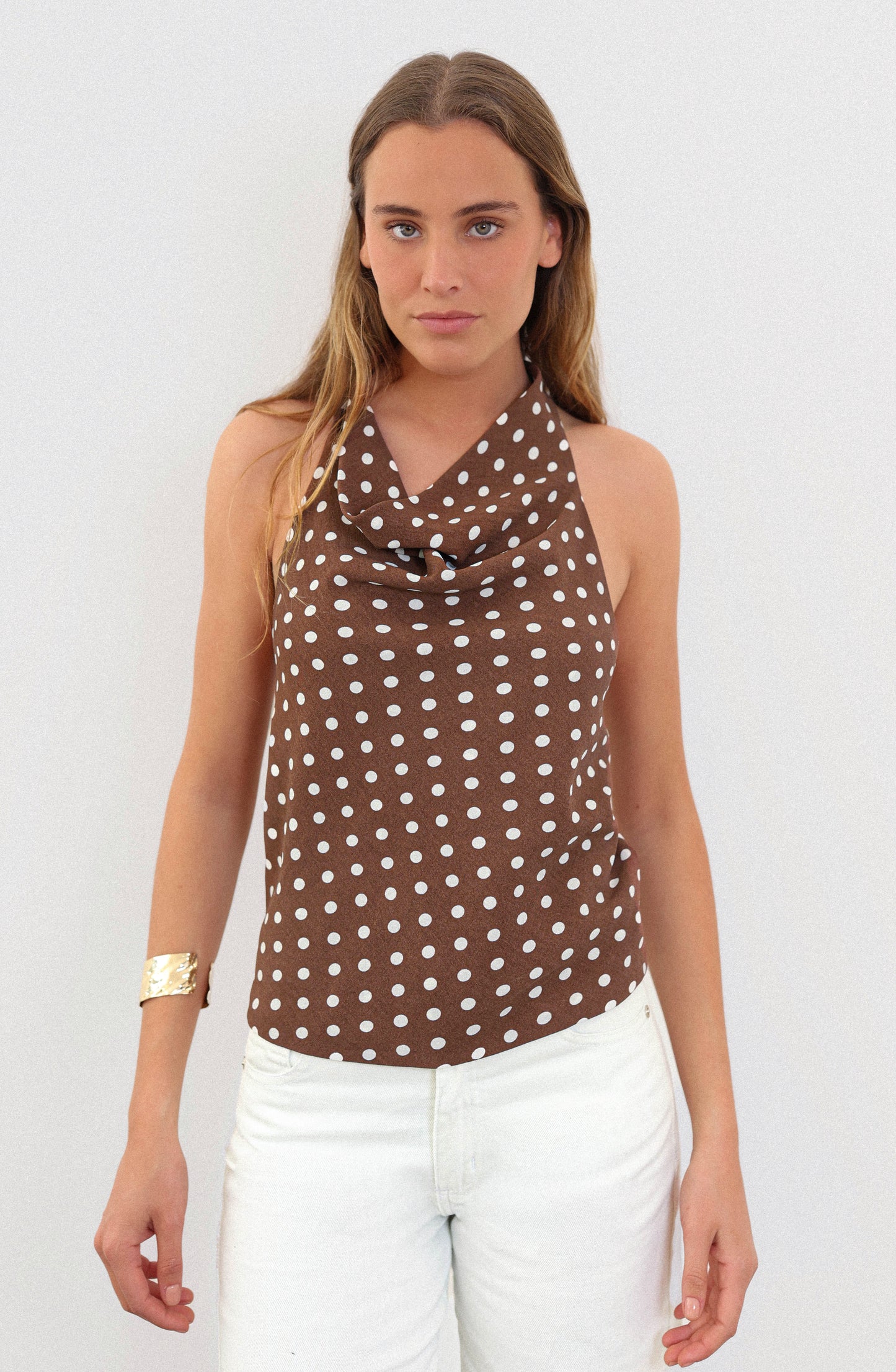 Top Polka Dot Brown
