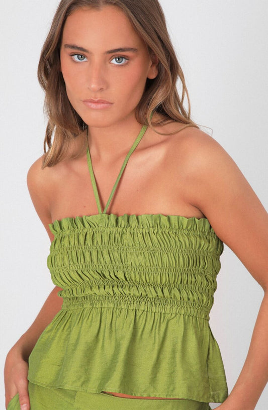 Top Strapless Lino Pistacho