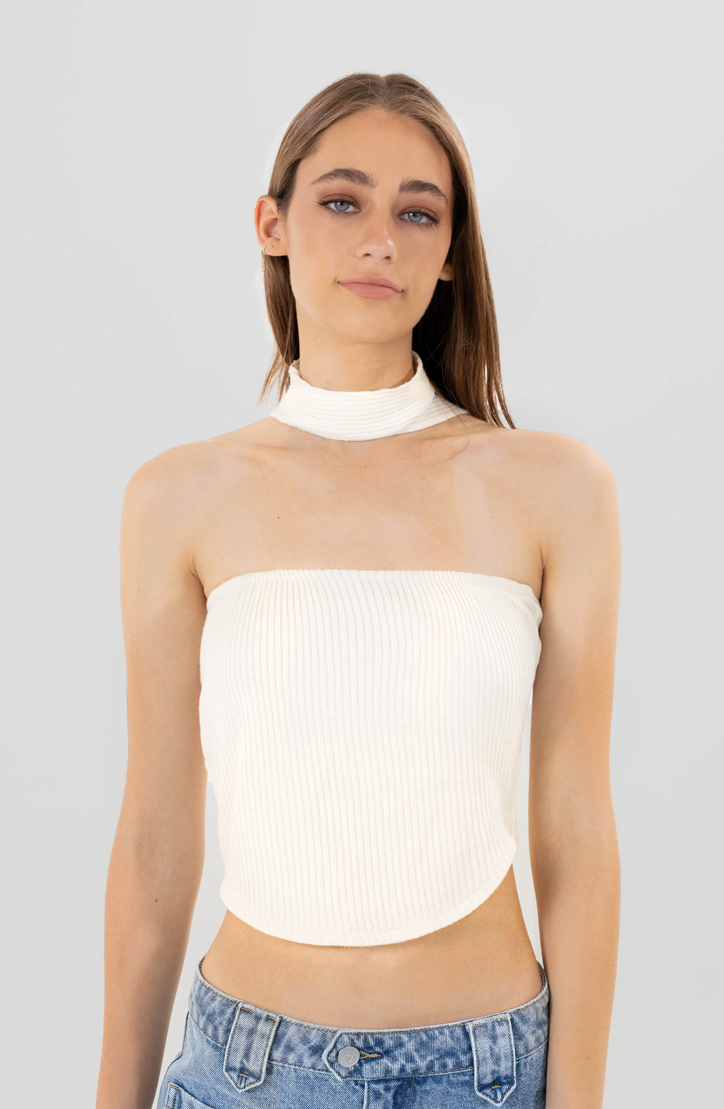 Top Bandeau Cuello Ecru