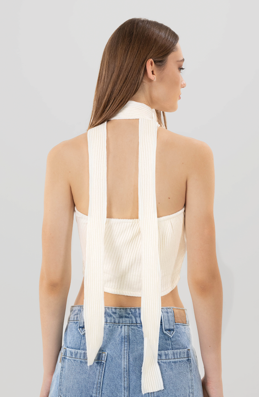 Top Bandeau Cuello Ecru
