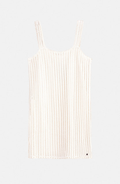 Vestido Calado Corto Ecru