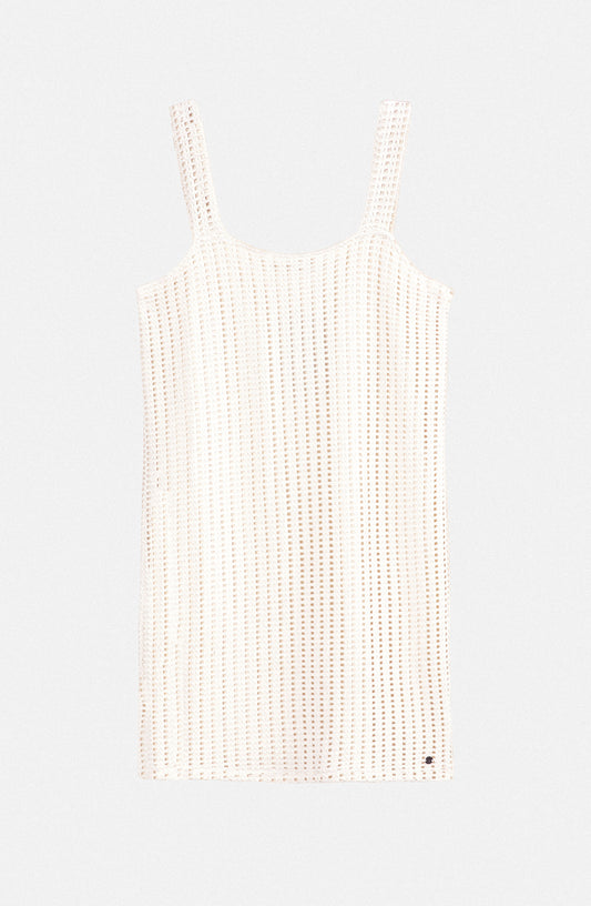 Vestido Calado Corto Ecru