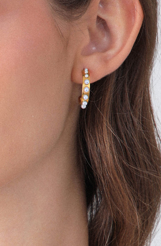 Argollas Perlas Mini Gold