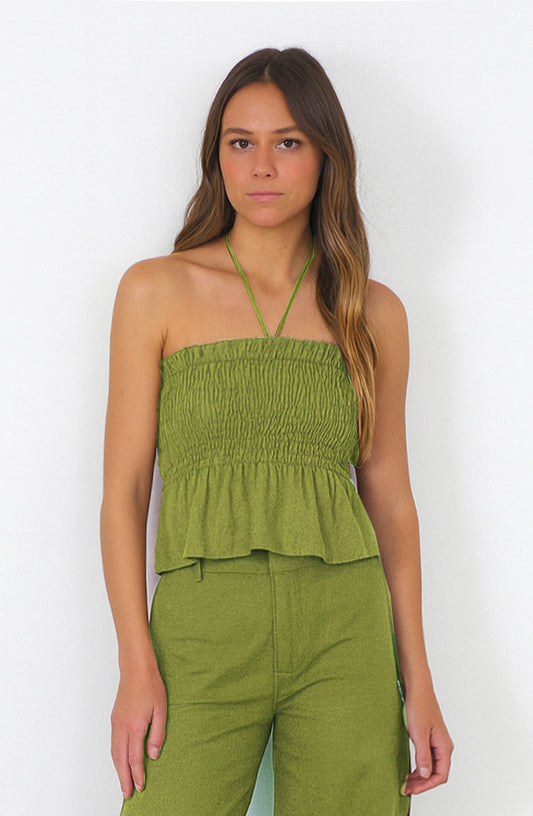 Top Strapless Lino Pistacho