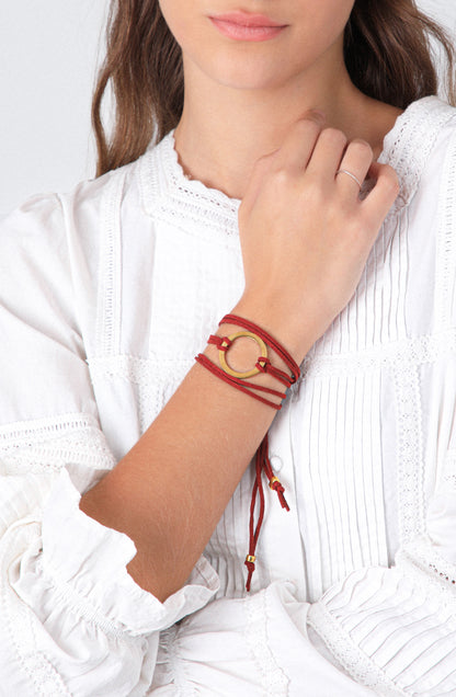 Pulsera Suede Gold Burgundy