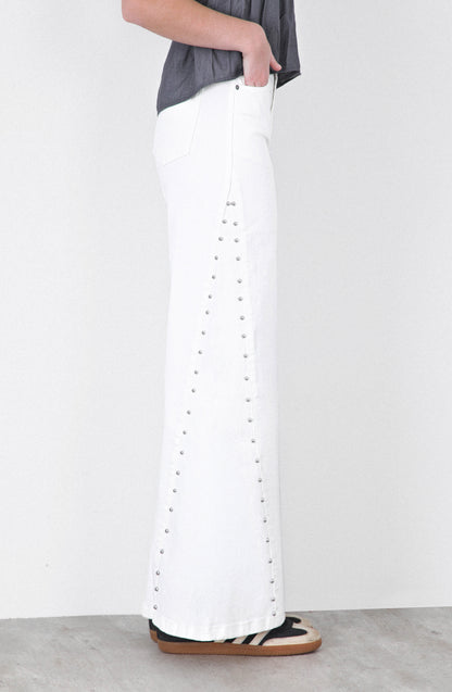 Pantalón Corte Lateral Tachas White