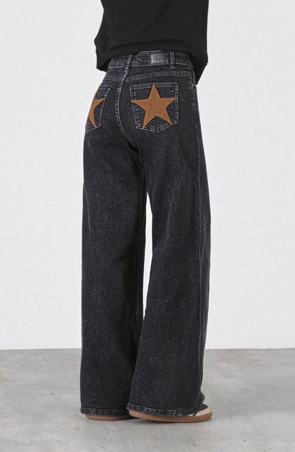 Pantalón Straight Estrellas Black