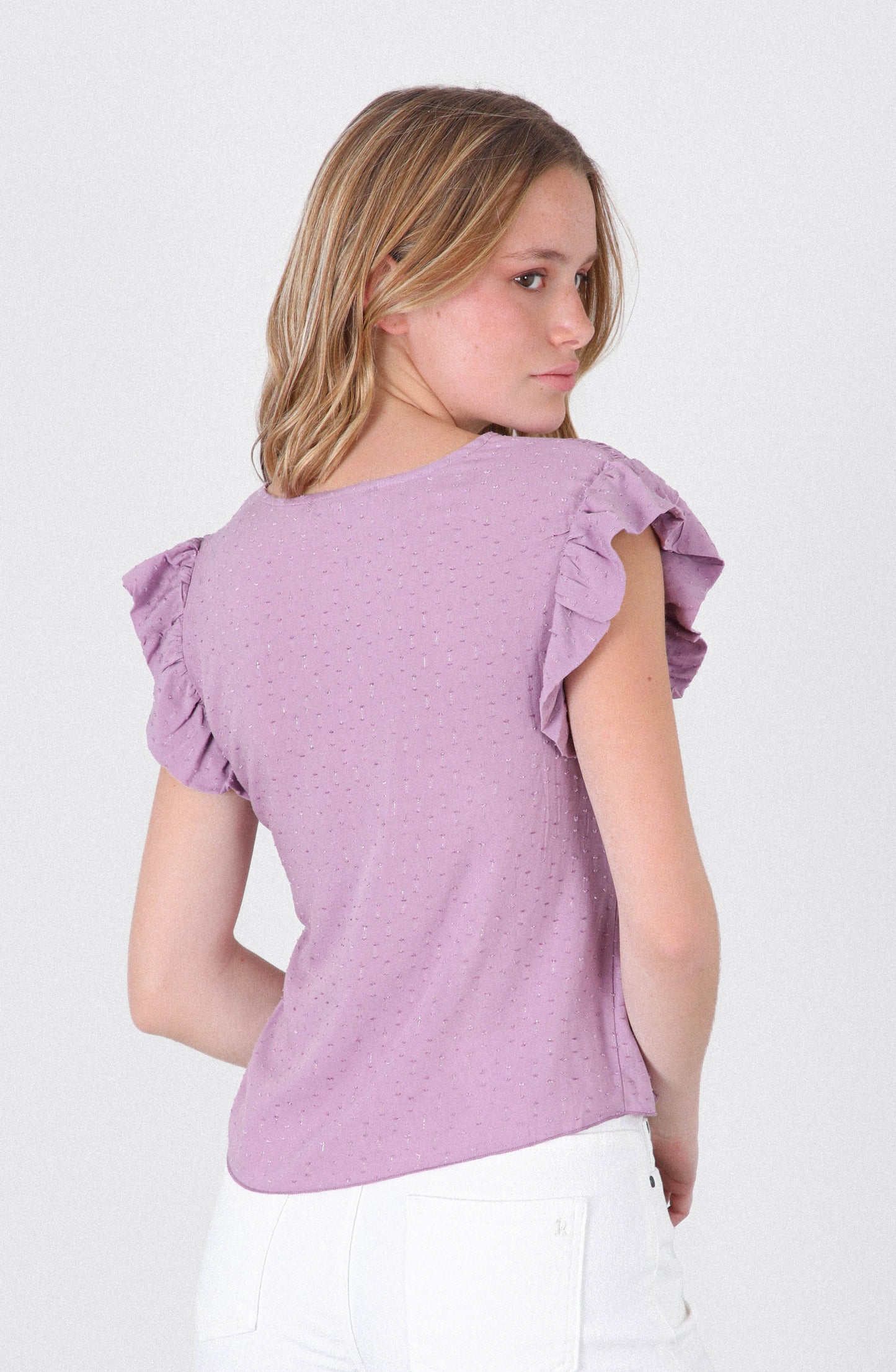 Top Panal Vuelos Lurex Pink