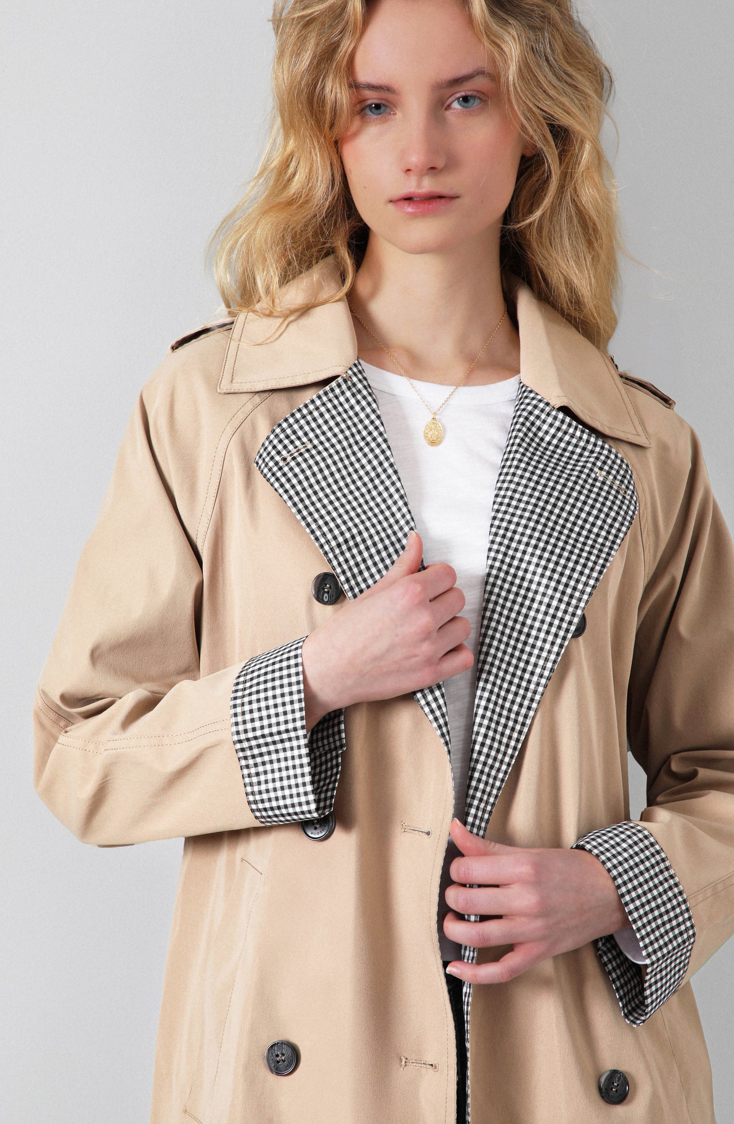 Abrigo Trench Vichy Beige