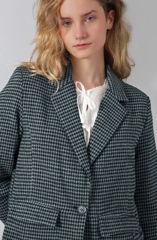 Blazer Tejido Tartan Gray
