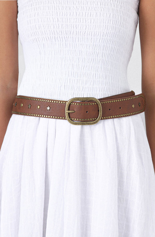 Cinturón Estrellas Tachas Brown