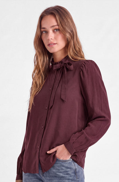 Blusa Lazo Cuello Alto Burgundy