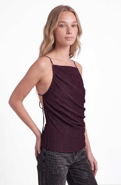 Top Drapeado Sin Espalda Burgundy
