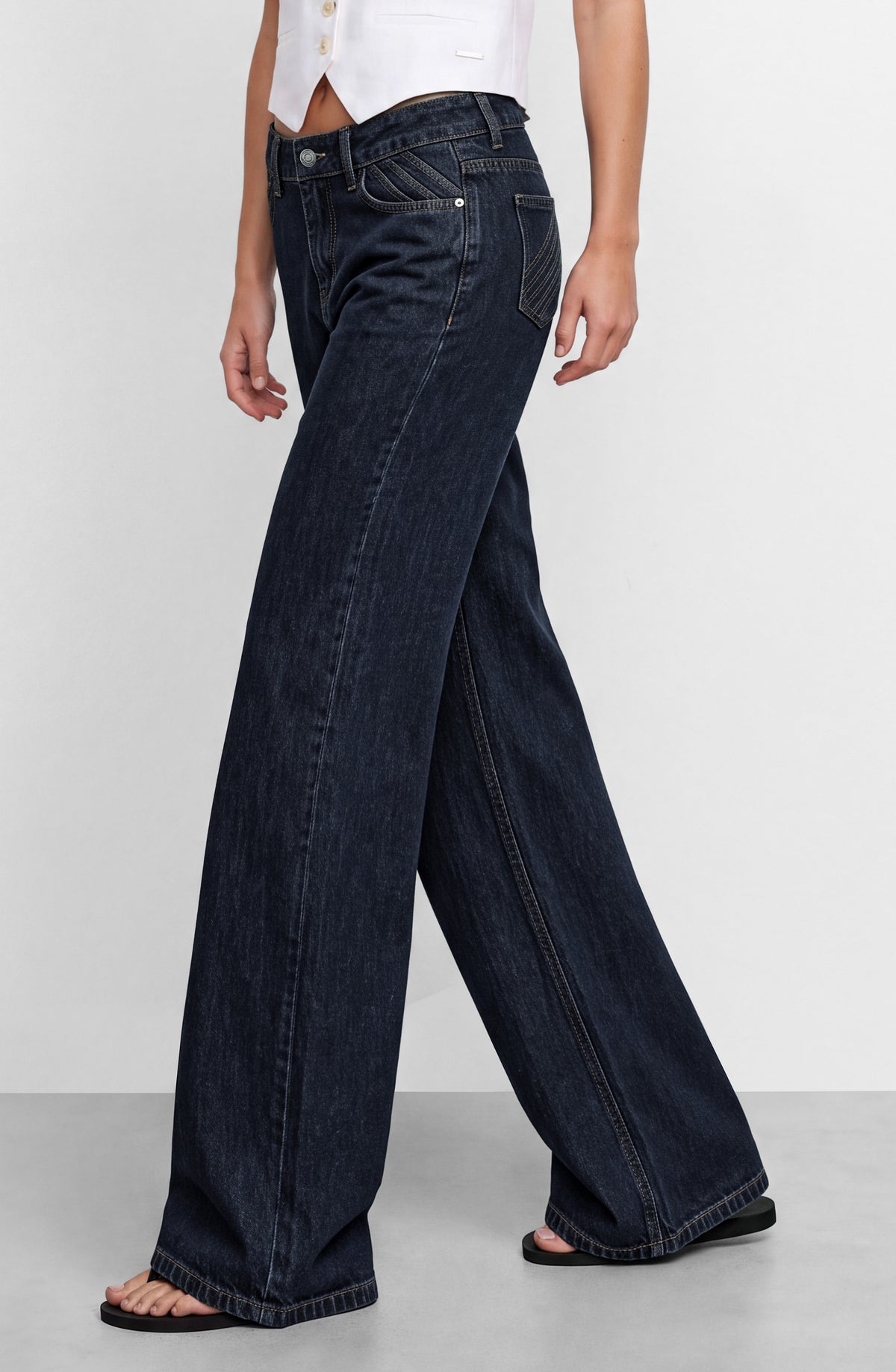 Pantalón Plisado Denim Indigo