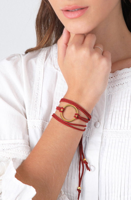 Pulsera Suede Gold Burgundy