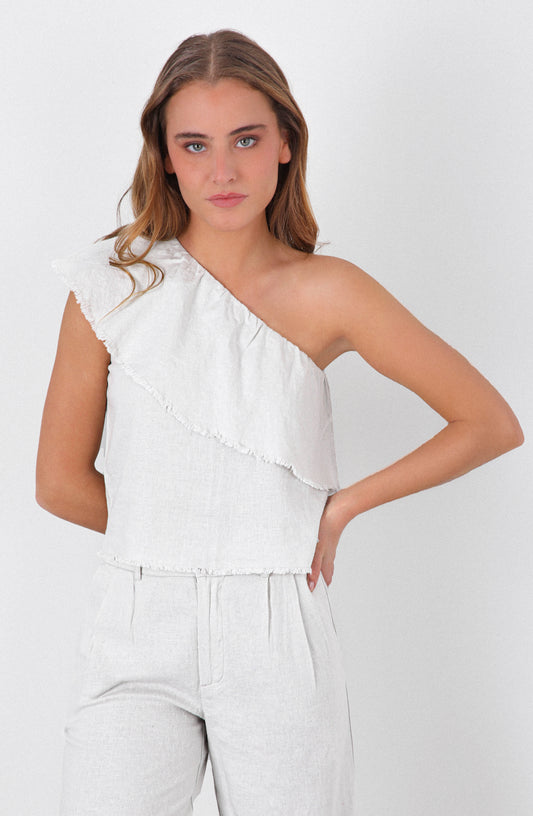 Top Hombro Vuelos White